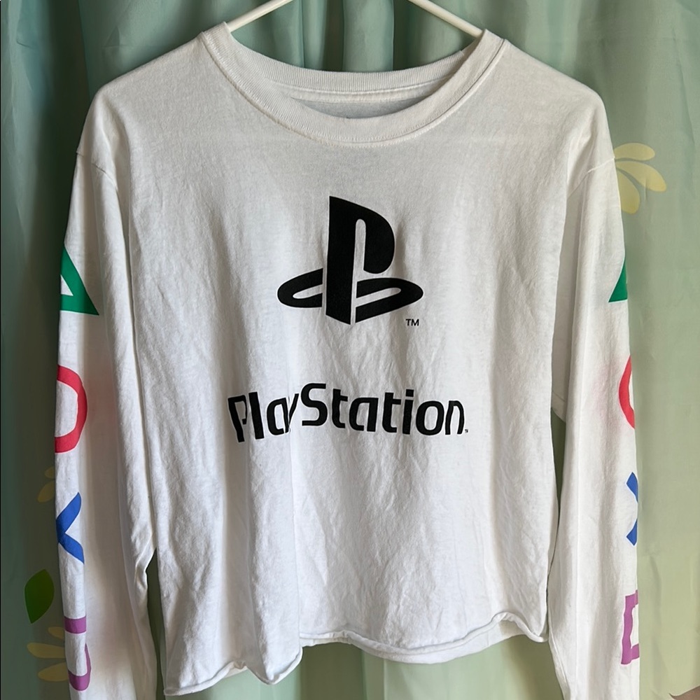 Sony PlayStation White Logo Long Sleeve T Shirt